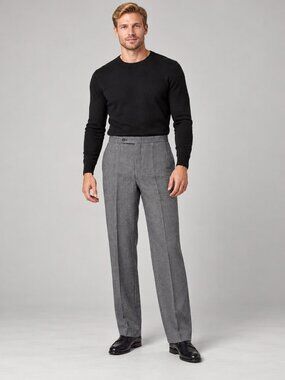 Sansabelt Houndstooth Straight Leg Wool Like Pants in Gray & Black